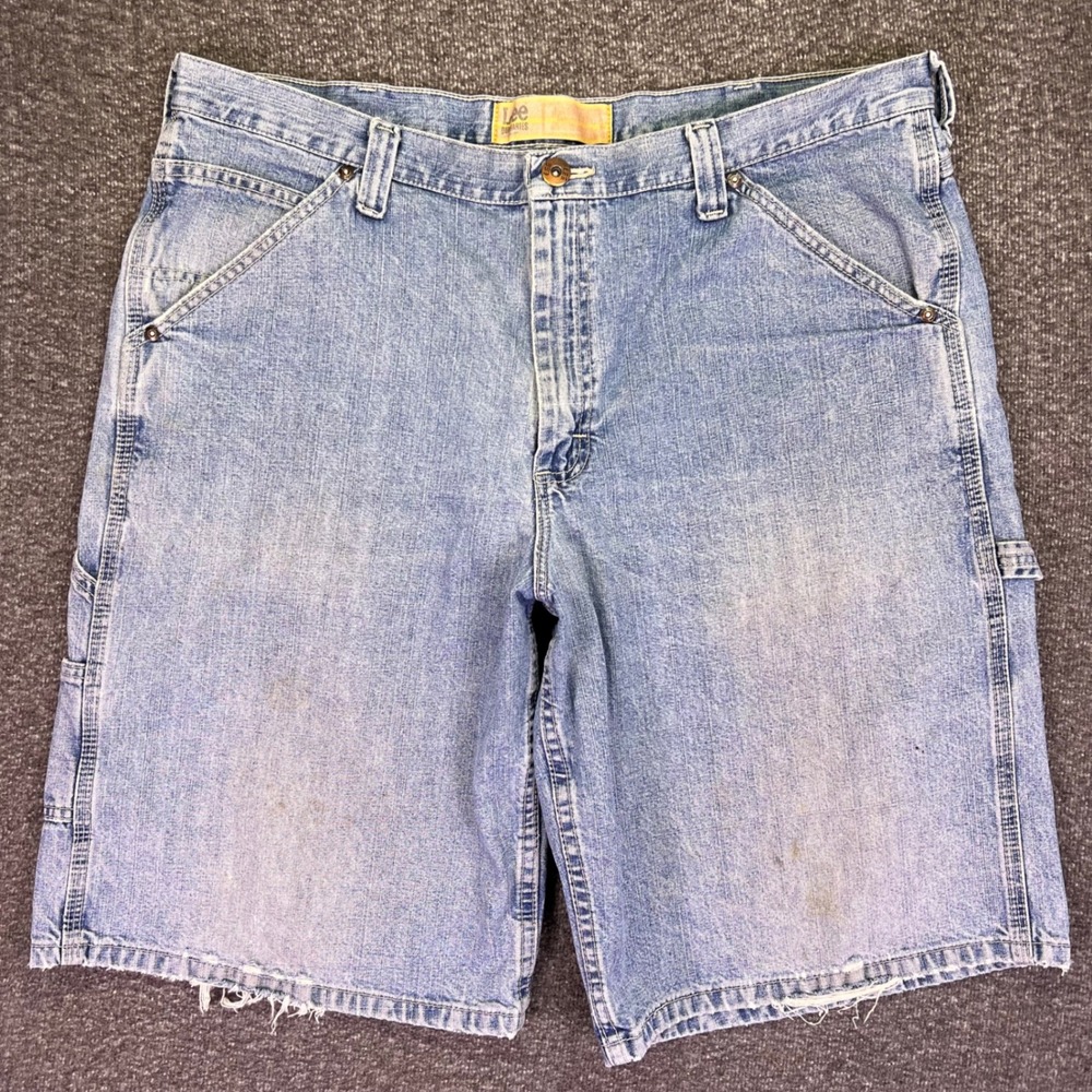 Lee Carpenter Shorts Mens 40 Light Blue Workwear Casual Utility Denim Shorts Y2K